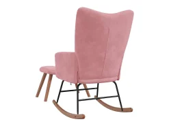 Cadeira de baloiço com banco veludo rosa