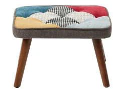 Cadeira de baloiço com patchwork multicolorido e apoio para os pés 69,5 x 50 x 88,5 cm