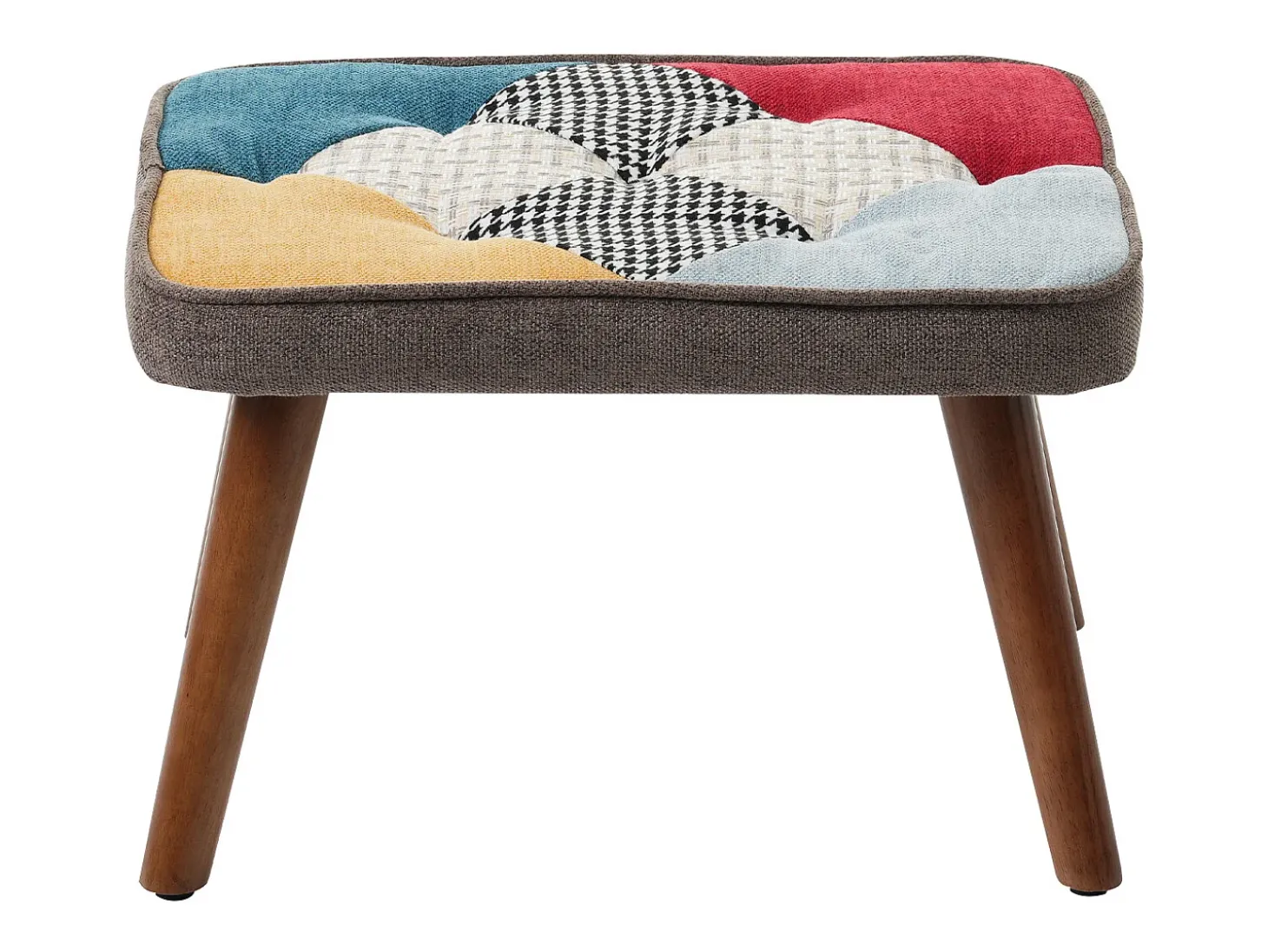 Cadeira de baloiço com patchwork multicolorido e apoio para os pés 69,5 x 50 x 88,5 cm
