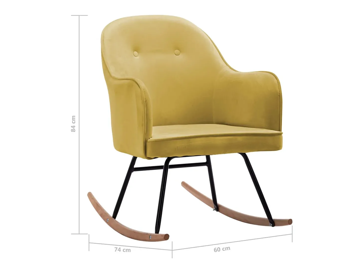 Cadeira de baloiço veludo amarelo mostarda
