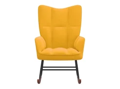Cadeira de baloiço veludo amarelo mostarda PT963995