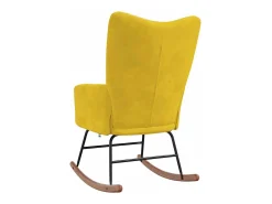 Cadeira de baloiço veludo amarelo mostarda