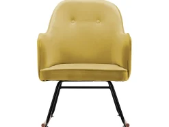 Cadeira de baloiço veludo amarelo mostarda PT703845