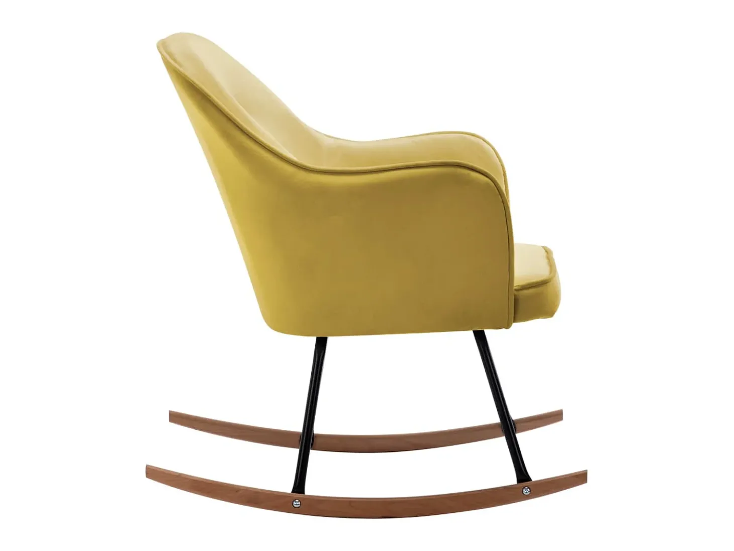 Cadeira de baloiço veludo amarelo mostarda PT703845