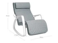 Cadeira de baloiço 121,5x67x84 cm cinza branco