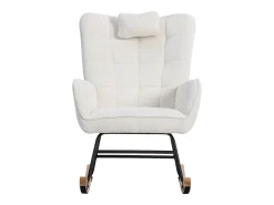Cadeira de baloiço、Cadeira de baloiço em tecido turco francês - com almofada e apoio para os pés - Branco
