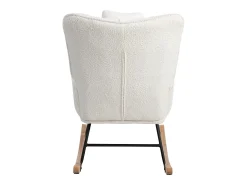 Cadeira de baloiço、Cadeira de baloiço em tecido turco francês - com almofada e apoio para os pés - Branco