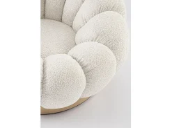 Cadeira de braços giratória em tecido de efeito bouclé natural - FLOREL