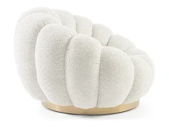 Cadeira de braços giratória em tecido de efeito bouclé natural - FLOREL