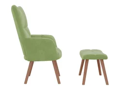 Cadeira de descanso com banco veludo verde-claro