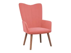 Cadeira de descanso com banco veludo rosa PT283917