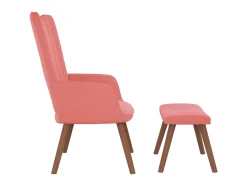 Cadeira de descanso com banco veludo rosa PT283917