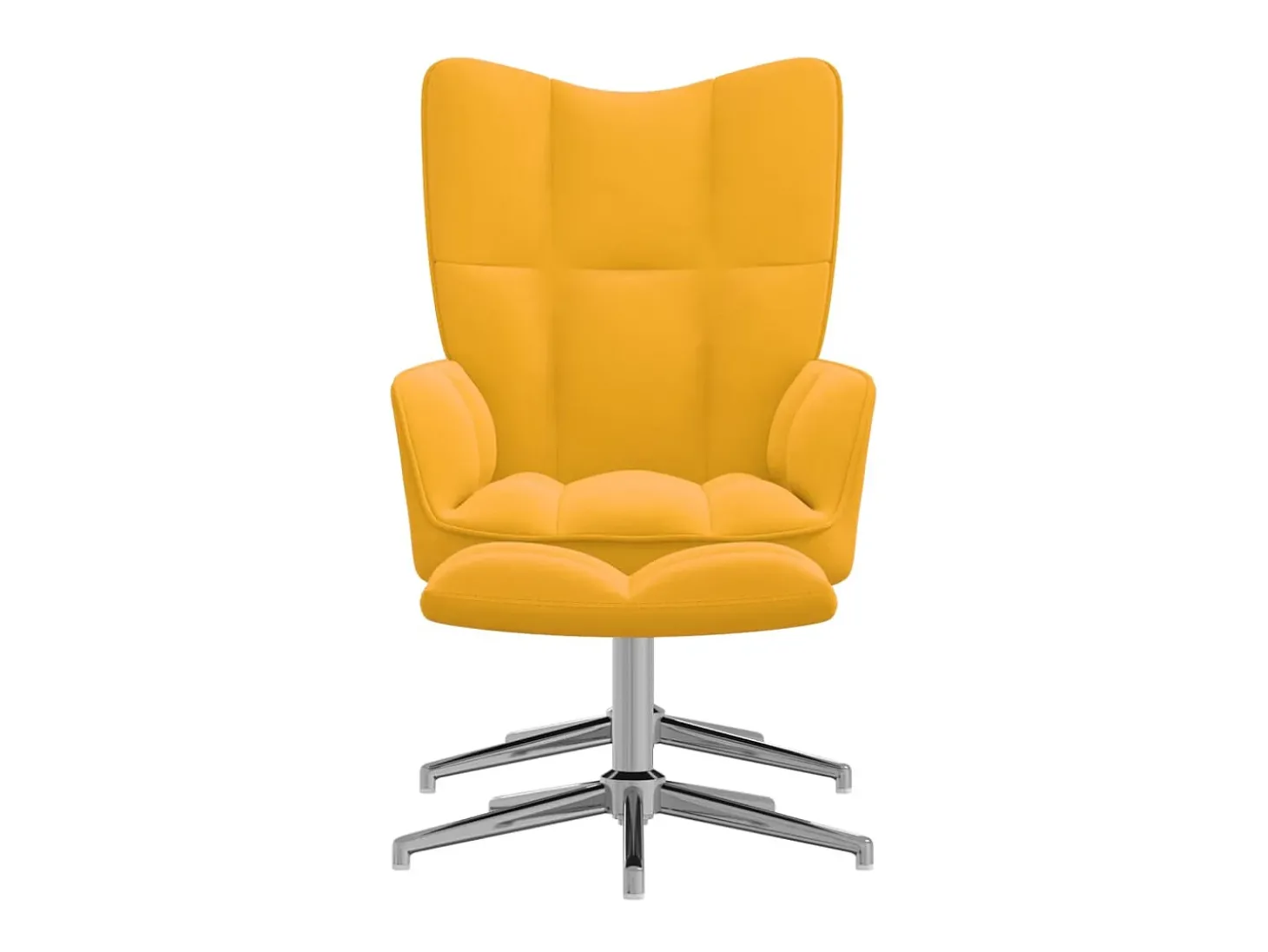 Cadeira de descanso com banco veludo amarelo mostarda PT843006