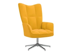 Cadeira de descanso com banco veludo amarelo mostarda PT843006