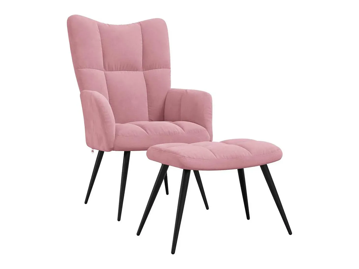 Cadeira de descanso com banco veludo rosa