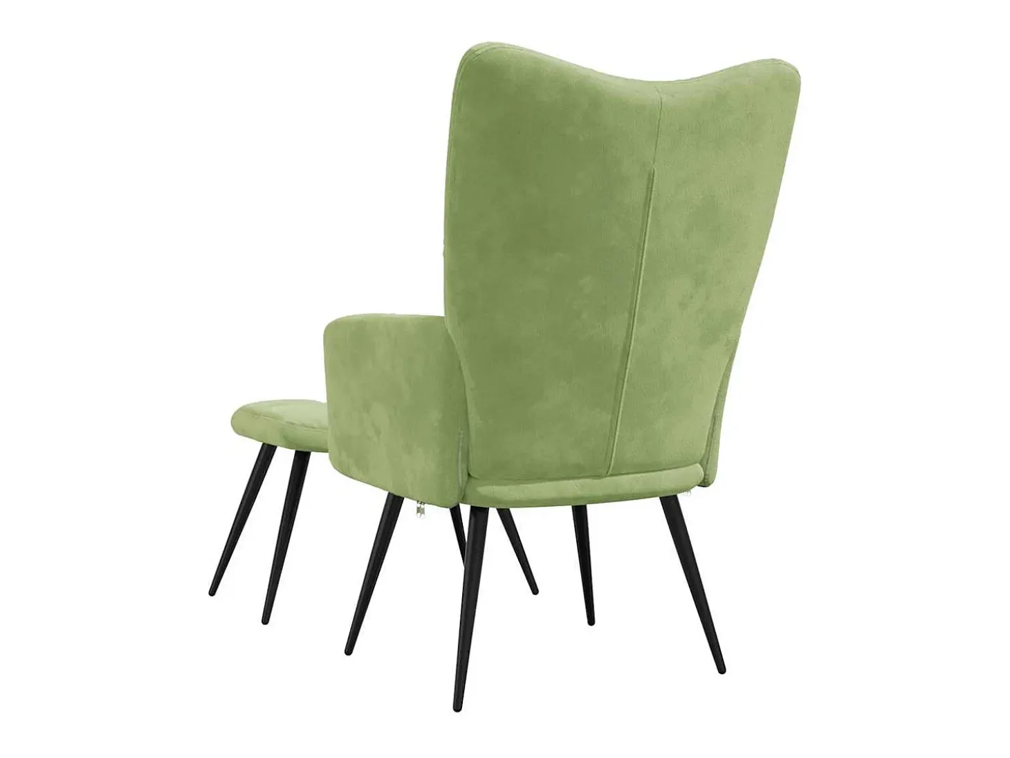 Cadeira de descanso com banco veludo verde-claro
