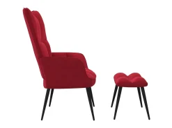 Cadeira de descanso com banco veludo vermelho tinto PT127521