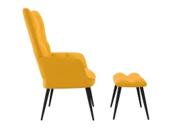 Cadeira de descanso com banco veludo amarelo mostarda PT411045
