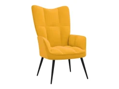 Cadeira de descanso com banco veludo amarelo mostarda PT411045
