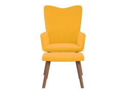 Cadeira de descanso com banco veludo amarelo mostarda PT420217