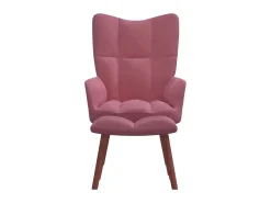 Cadeira de descanso com banco veludo rosa PT589161