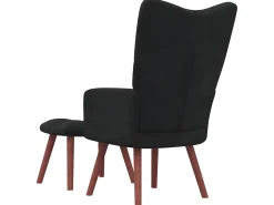 Cadeira de descanso com banco veludo preto PT942145