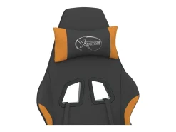 Cadeira de gaming com apoio de pés tecido preto e laranja
