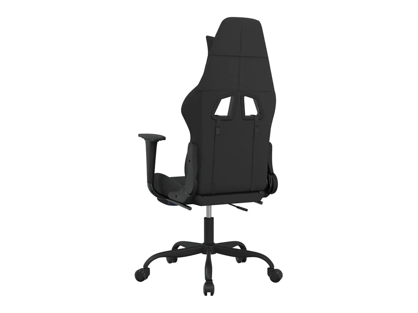 Cadeira de gaming com apoio de pés tecido preto e azul