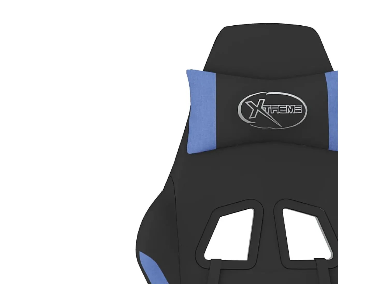 Cadeira de gaming com apoio de pés tecido preto e azul