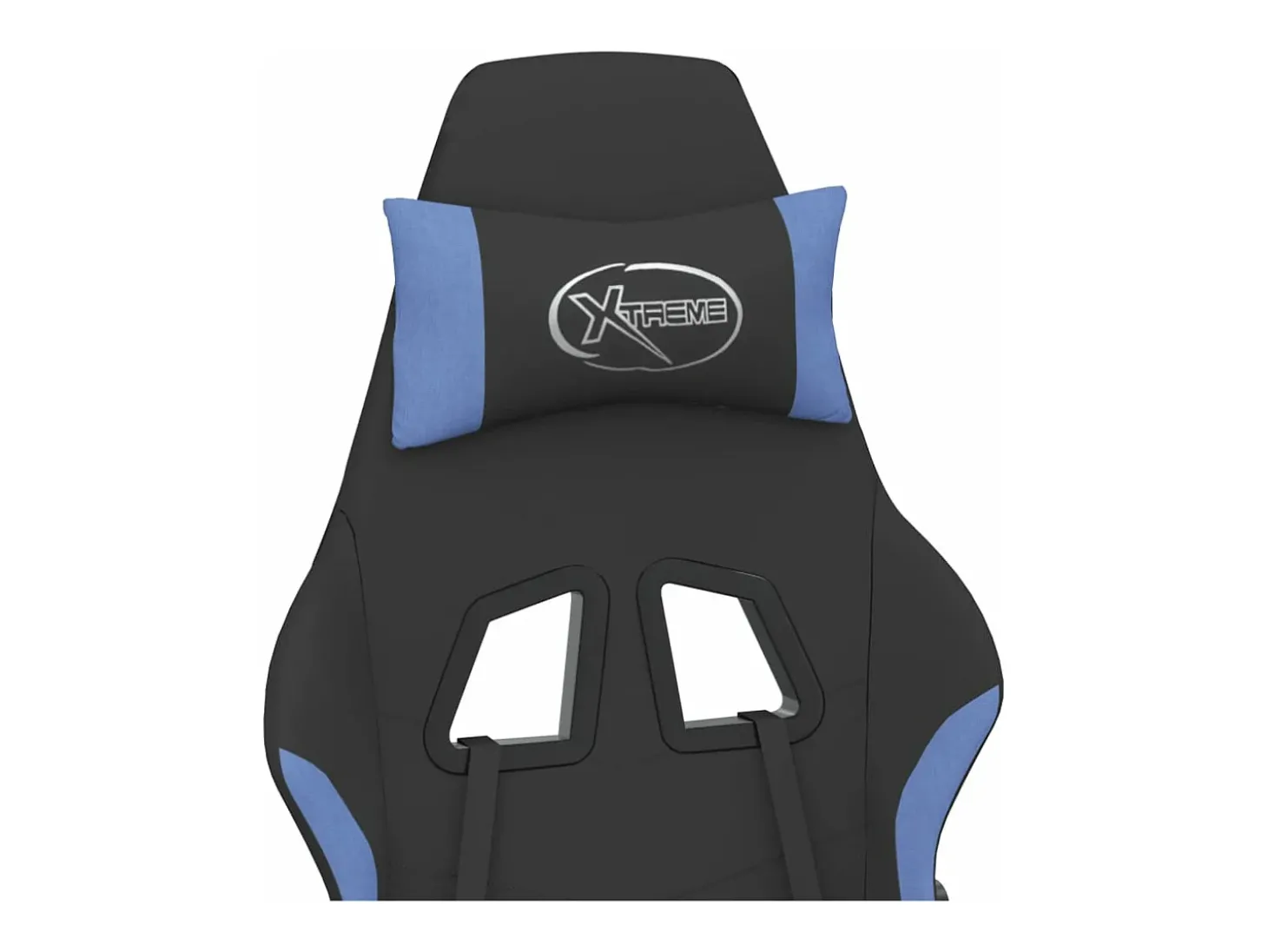 Cadeira de gaming com apoio de pés tecido preto e azul
