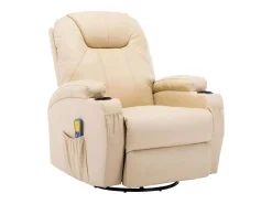 Cadeira de massagem reclinável couro artificial creme