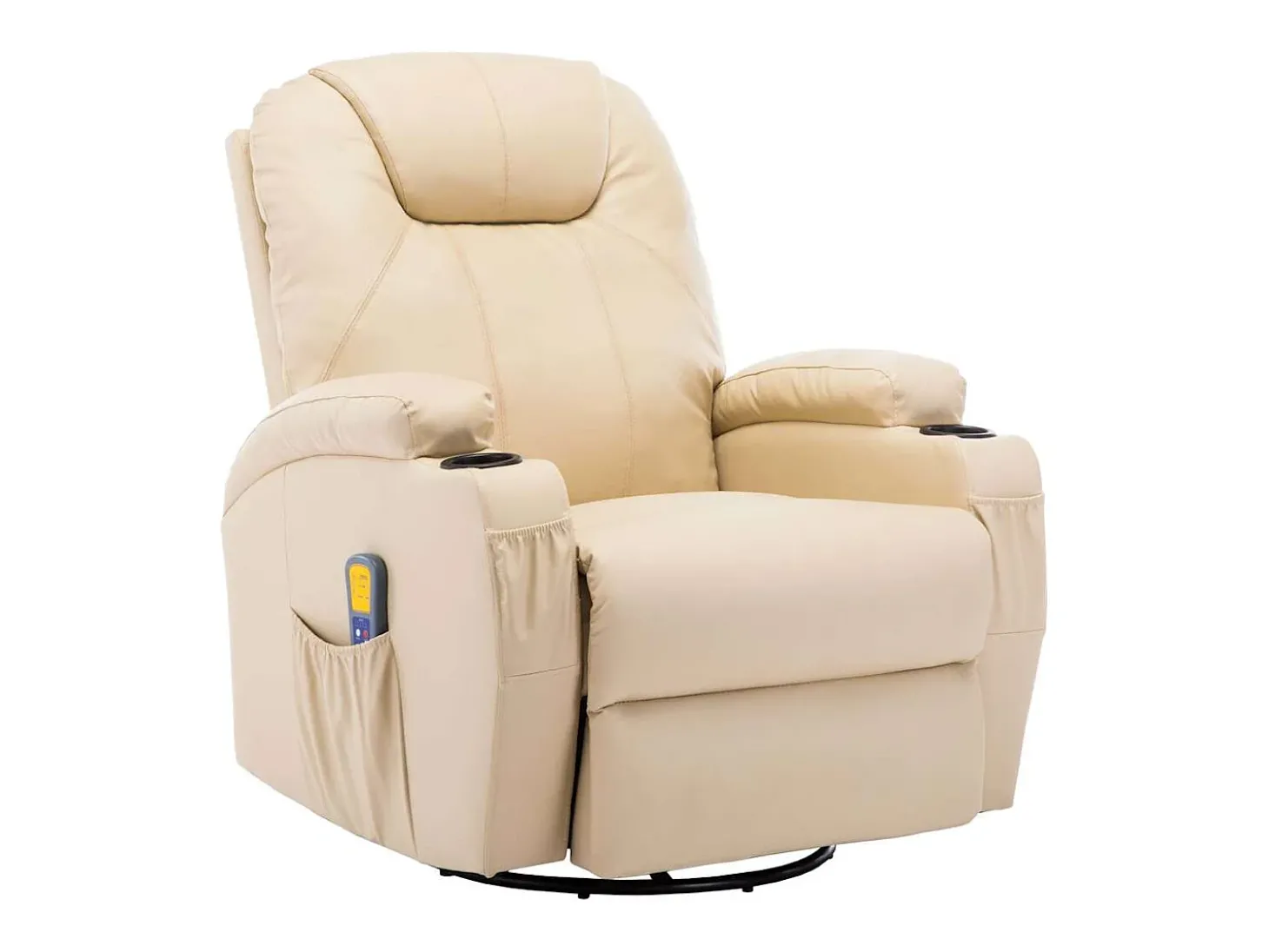 Cadeira de massagem reclinável couro artificial creme