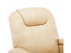 Cadeira de massagem reclinável couro artificial creme