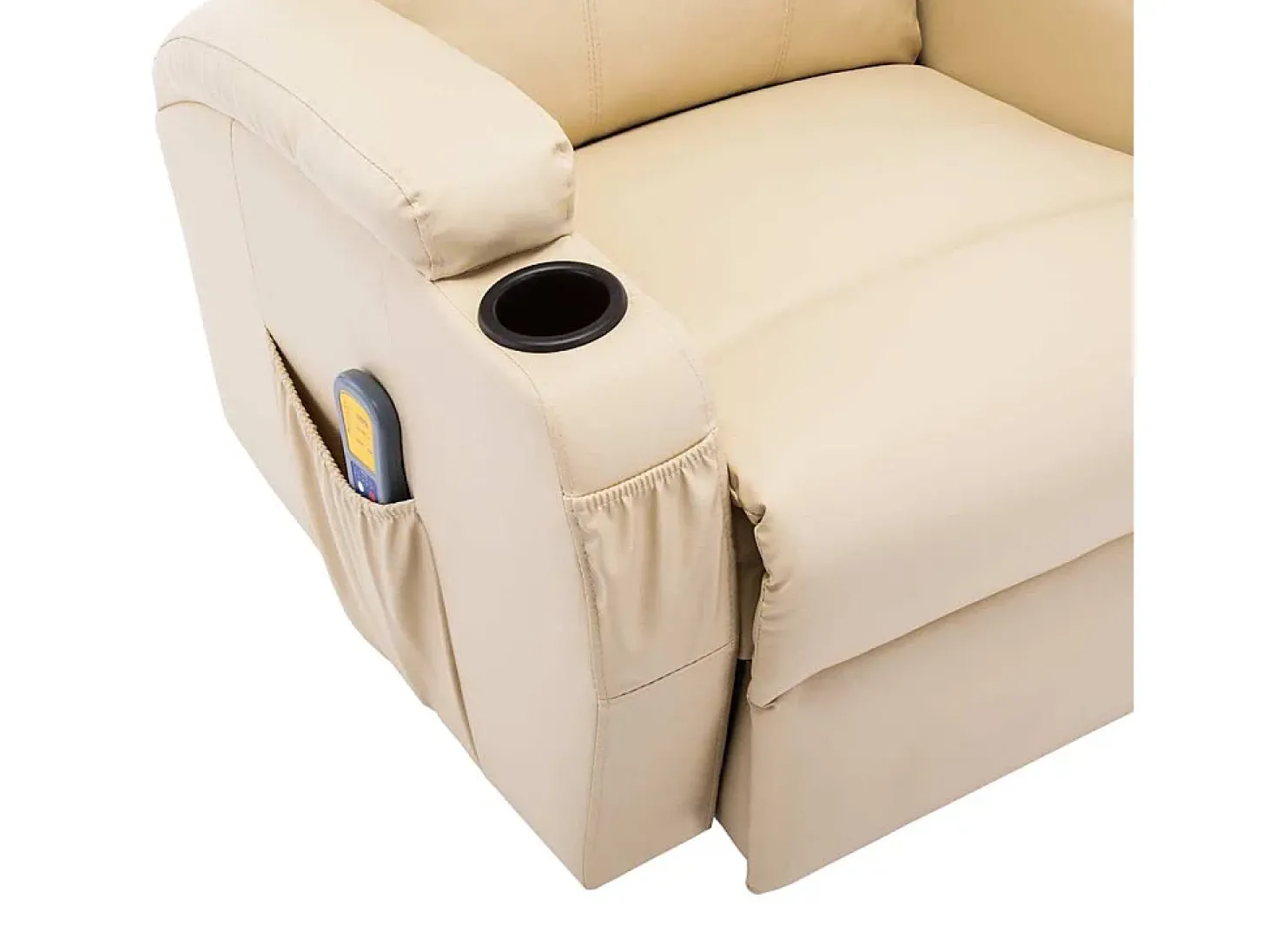 Cadeira de massagem reclinável couro artificial creme