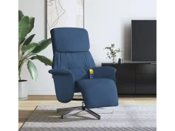 Cadeira de massagens reclinável com apoio de pés tecido azul SHL434780
