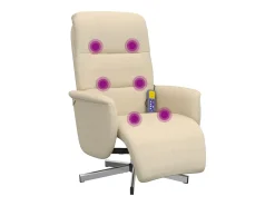 Cadeira de massagens reclinável com apoio de pés tecido creme SHL199575