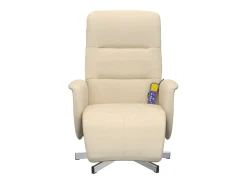 Cadeira de massagens reclinável com apoio de pés tecido creme SHL199575