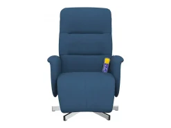 Cadeira de massagens reclinável com apoio de pés tecido azul SHL394739
