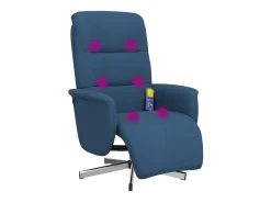 Cadeira de massagens reclinável com apoio de pés tecido azul SHL394739