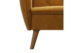 Cadeira decorativa com estofo em veludo amarelo