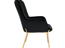 Cadeira decorativa com estofo em veludo preto