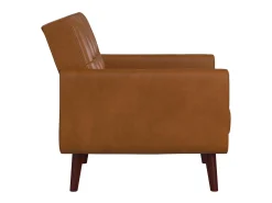 Cadeira decorativa em pele sintética camel
