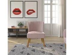 Cadeira decorativa estofada em linho azul