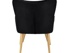 Cadeira decorativa estofada com banco de veludo preto