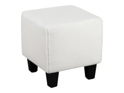 Cadeira decorativa estofada com banco em tecido de pelúcia branco