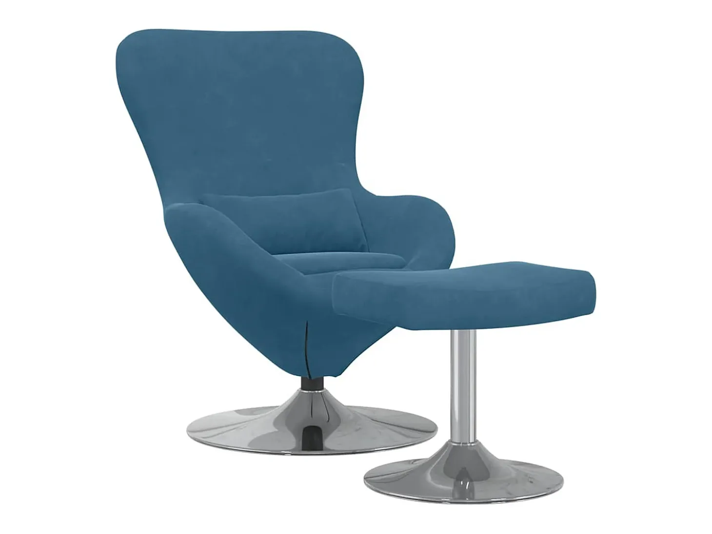 Cadeira Egg com Puff with Footstool Azul Veludo