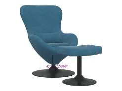 Cadeira Egg com Puff with Footstool Azul Veludo