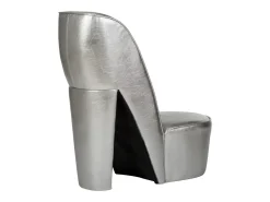 Cadeira estilo sapato de salto alto couro artificial prateado SHL338281