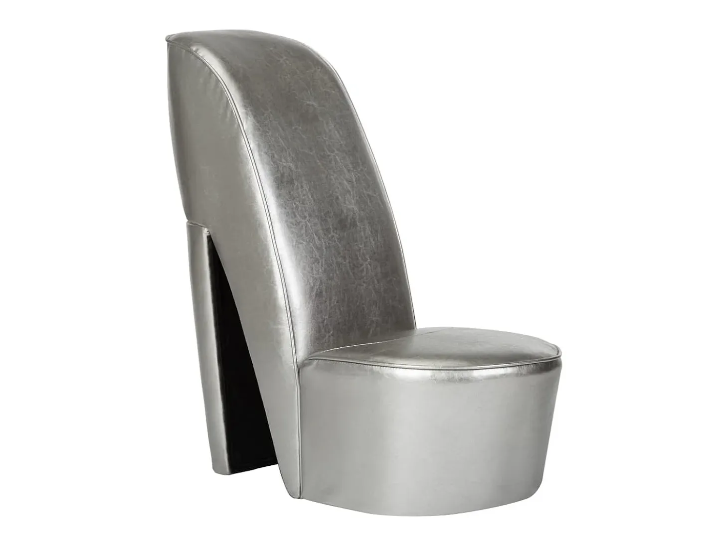 Cadeira estilo sapato de salto alto couro artificial prateado SHL338281