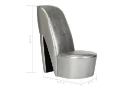 Cadeira estilo sapato de salto alto couro artificial prateado SHL338281